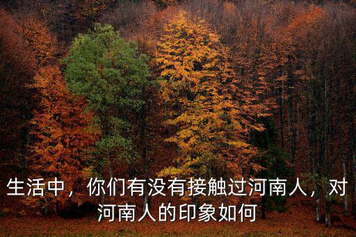 生活中，你們有沒有接觸過河南人，對河南人的印象如何