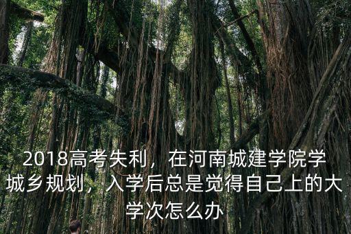 2018高考失利，在河南城建學院學城鄉規劃，入學后總是覺得自己上的大學次怎么辦