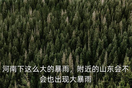 河南下這么大的暴雨，附近的山東會不會也出現大暴雨