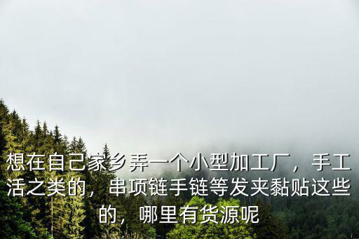 想在自己家鄉弄一個小型加工廠，手工活之類的，串項鏈手鏈等發夾黏貼這些的，哪里有貨源呢