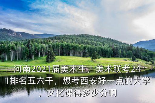 河南2021屆美術(shù)生，美術(shù)聯(lián)考241排名五六千，想考西安好一點(diǎn)的大學(xué)，文化課得多少分啊
