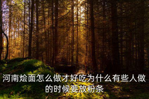 河南燴面怎么做才好吃為什么有些人做的時候要放粉條