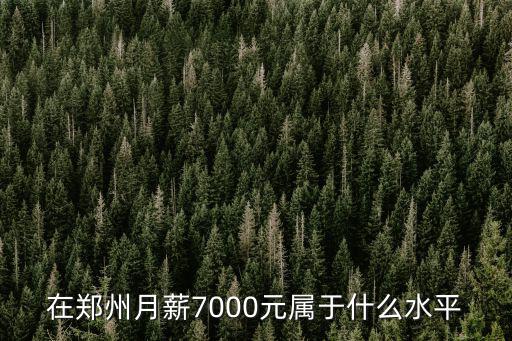 在鄭州月薪7000元屬于什么水平
