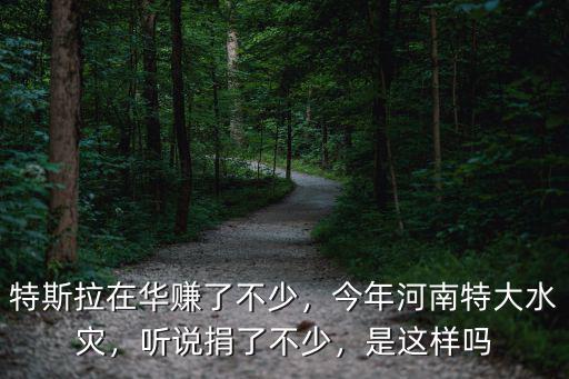 特斯拉在華賺了不少，今年河南特大水災，聽說捐了不少，是這樣嗎