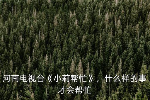 河南電視臺(tái)《小莉幫忙》，什么樣的事才會(huì)幫忙