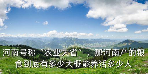 河南號稱“農業大省”，那河南產的糧食到底有多少大概能養活多少人