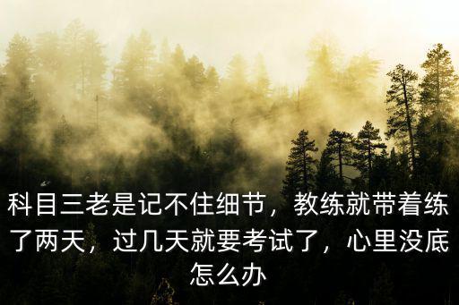 科目三老是記不住細(xì)節(jié)，教練就帶著練了兩天，過幾天就要考試了，心里沒底怎么辦