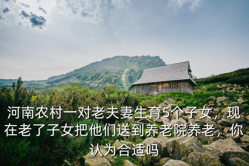 河南農村一對老夫妻生育5個子女，現在老了子女把他們送到養老院養老，你認為合適嗎