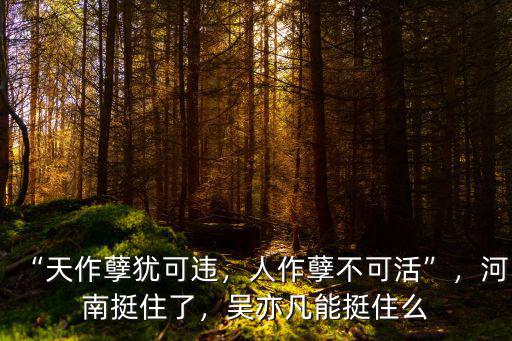 “天作孽猶可違，人作孽不可活”，河南挺住了，吳亦凡能挺住么