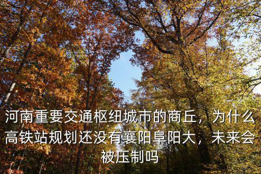 河南重要交通樞紐城市的商丘，為什么高鐵站規劃還沒有襄陽阜陽大，未來會被壓制嗎
