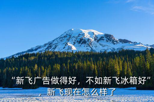 “新飛廣告做得好，不如新飛冰箱好”，新飛現在怎么樣了