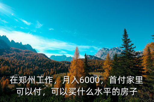 在鄭州工作，月入6000，首付家里可以付，可以買什么水平的房子