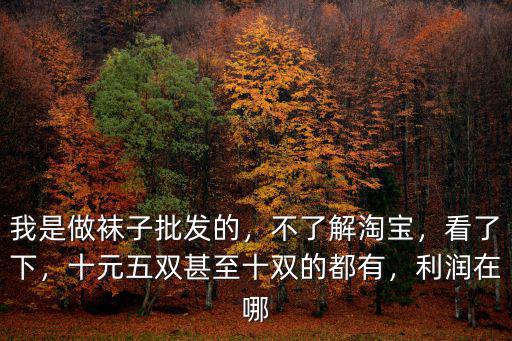 我是做襪子批發的，不了解淘寶，看了下，十元五雙甚至十雙的都有，利潤在哪