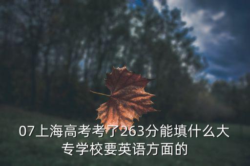 07上海高考考了263分能填什么大專學校要英語方面的
