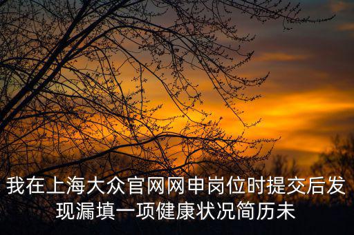 我在上海大眾官網(wǎng)網(wǎng)申崗位時(shí)提交后發(fā)現(xiàn)漏填一項(xiàng)健康狀況簡(jiǎn)歷未