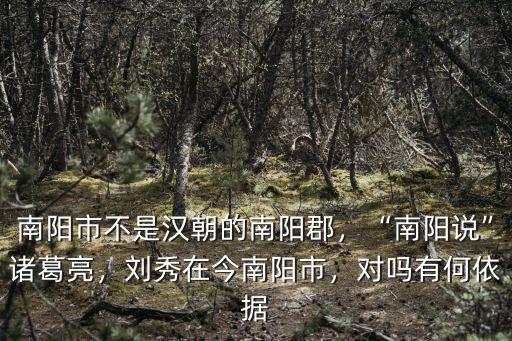 南陽市不是漢朝的南陽郡，“南陽說”諸葛亮，劉秀在今南陽市，對嗎有何依據