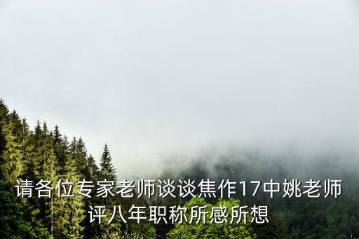 請各位專家老師談?wù)劷棺?7中姚老師評八年職稱所感所想