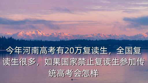 今年河南高考有20萬復讀生，全國復讀生很多，如果國家禁止復讀生參加傳統高考會怎樣