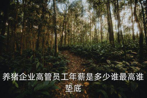 養(yǎng)豬企業(yè)高管員工年薪是多少誰最高誰墊底
