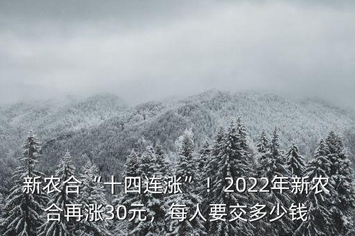 新農合“十四連漲”！2022年新農合再漲30元，每人要交多少錢