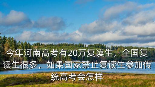 今年河南高考有20萬復(fù)讀生，全國復(fù)讀生很多，如果國家禁止復(fù)讀生參加傳統(tǒng)高考會怎樣