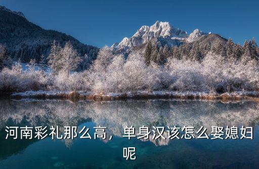 河南彩禮那么高，單身漢該怎么娶媳婦呢