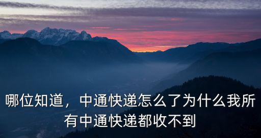 哪位知道，中通快遞怎么了為什么我所有中通快遞都收不到