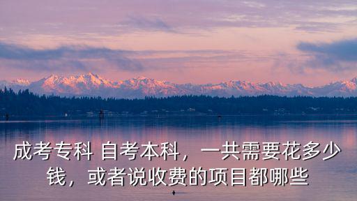 成考專科 自考本科，一共需要花多少錢，或者說收費的項目都哪些