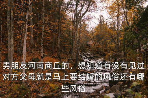 男朋友河南商丘的，想知道有沒有見過對方父母就是馬上要結婚的風俗還有哪些風俗