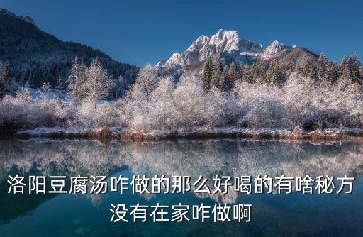 洛陽豆腐湯咋做的那么好喝的有啥秘方沒有在家咋做啊