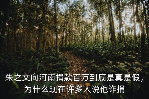 朱之文向河南捐款百萬到底是真是假，為什么現在許多人說他詐捐
