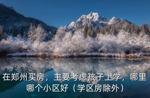 在鄭州買房，主要考慮孩子上學，哪里哪個小區(qū)好（學區(qū)房除外）