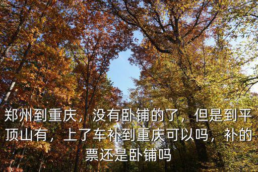 鄭州到重慶，沒有臥鋪的了，但是到平頂山有，上了車補(bǔ)到重慶可以嗎，補(bǔ)的票還是臥鋪嗎