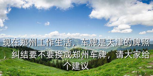 現在鄭州工作生活，車牌是天津的牌照，糾結要不要換成鄭州車牌，請大家給個建議