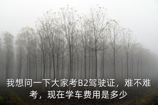 我想問一下大家考B2駕駛證，難不難考，現(xiàn)在學(xué)車費(fèi)用是多少