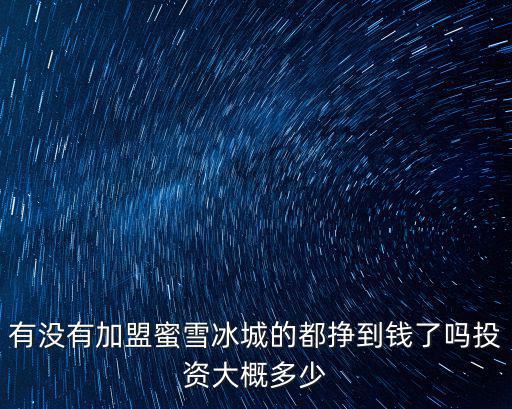 新鄉蜜雪冰城加盟店多少錢,開家蜜雪冰城多少錢