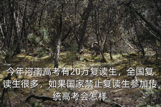 今年河南高考有20萬復讀生，全國復讀生很多，如果國家禁止復讀生參加傳統(tǒng)高考會怎樣