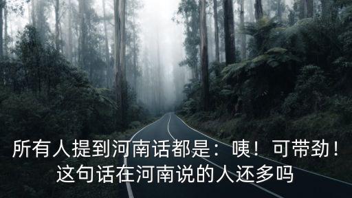 所有人提到河南話都是：咦！可帶勁！這句話在河南說的人還多嗎