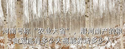 河南號稱“農業大省”，那河南產的糧食到底有多少大概能養活多少人