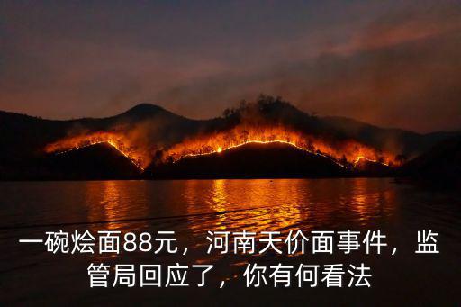 一碗燴面88元，河南天價面事件，監(jiān)管局回應了，你有何看法