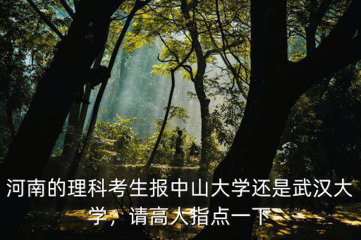 河南的理科考生報中山大學還是武漢大學，請高人指點一下