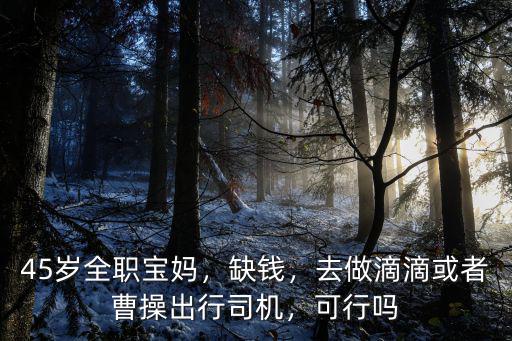 45歲全職寶媽，缺錢，去做滴滴或者曹操出行司機，可行嗎