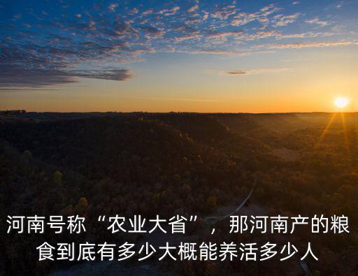 河南號稱“農業大省”，那河南產的糧食到底有多少大概能養活多少人