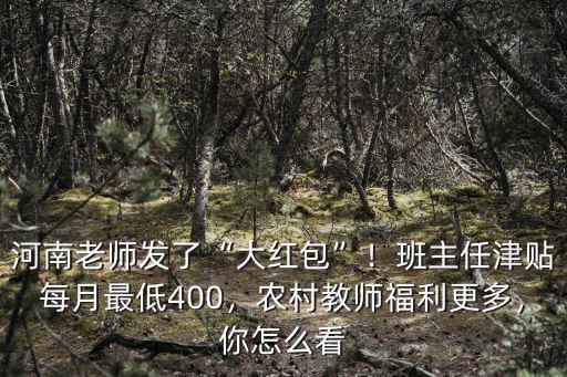 河南老師發了“大紅包”！班主任津貼每月最低400，農村教師福利更多，你怎么看