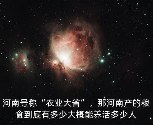 河南號稱“農業大省”，那河南產的糧食到底有多少大概能養活多少人