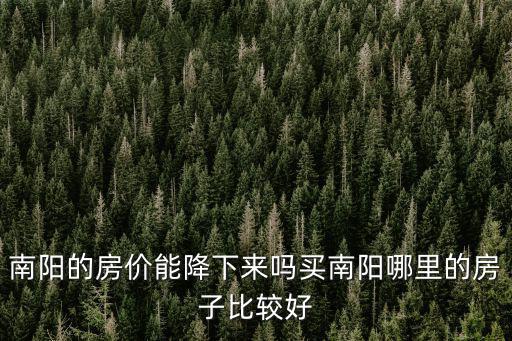 南陽的房價能降下來嗎買南陽哪里的房子比較好