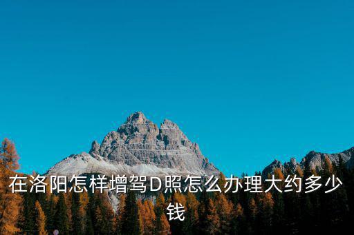 在洛陽考個B照要多少錢,在洛陽怎樣增駕D照
