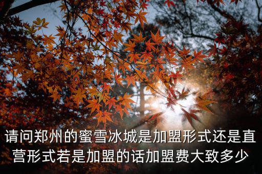 鄭州的蜜雪冰城怎么加盟,蜜雪冰城的加盟費是多少