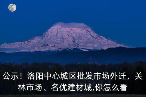 公示！洛陽(yáng)中心城區(qū)批發(fā)市場(chǎng)外遷，關(guān)林市場(chǎng)、名優(yōu)建材城,你怎么看
