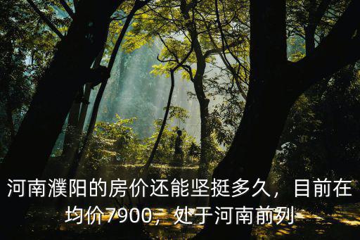 河南濮陽許集村在哪里,河南濮陽的房價還能堅挺多久